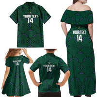 Custom Saudi Arabia Football Family Matching Off Shoulder Maxi Dress and Hawaiian Shirt 2026 Arabian Falcons Sporty Version - Wonder Print Shop