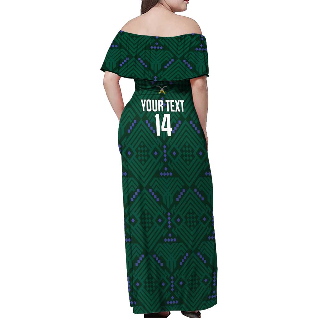 Custom Saudi Arabia Football Family Matching Off Shoulder Maxi Dress and Hawaiian Shirt 2026 Arabian Falcons Sporty Version - Wonder Print Shop