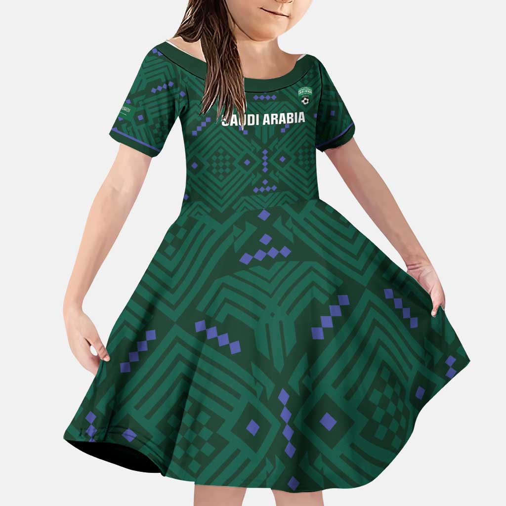 Custom Saudi Arabia Football Family Matching Puletasi and Hawaiian Shirt 2026 Arabian Falcons Sporty Version - Wonder Print Shop