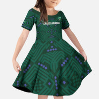 Custom Saudi Arabia Football Family Matching Puletasi and Hawaiian Shirt 2026 Arabian Falcons Sporty Version - Wonder Print Shop