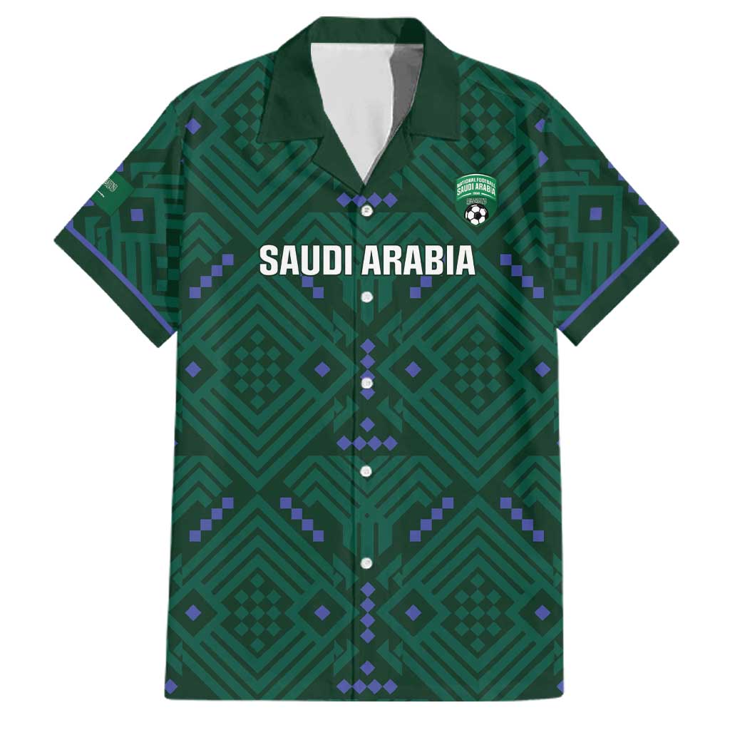 Custom Saudi Arabia Football Family Matching Puletasi and Hawaiian Shirt 2026 Arabian Falcons Sporty Version - Wonder Print Shop