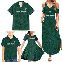 Custom Saudi Arabia Football Family Matching Summer Maxi Dress and Hawaiian Shirt 2026 Arabian Falcons Sporty Version - Wonder Print Shop