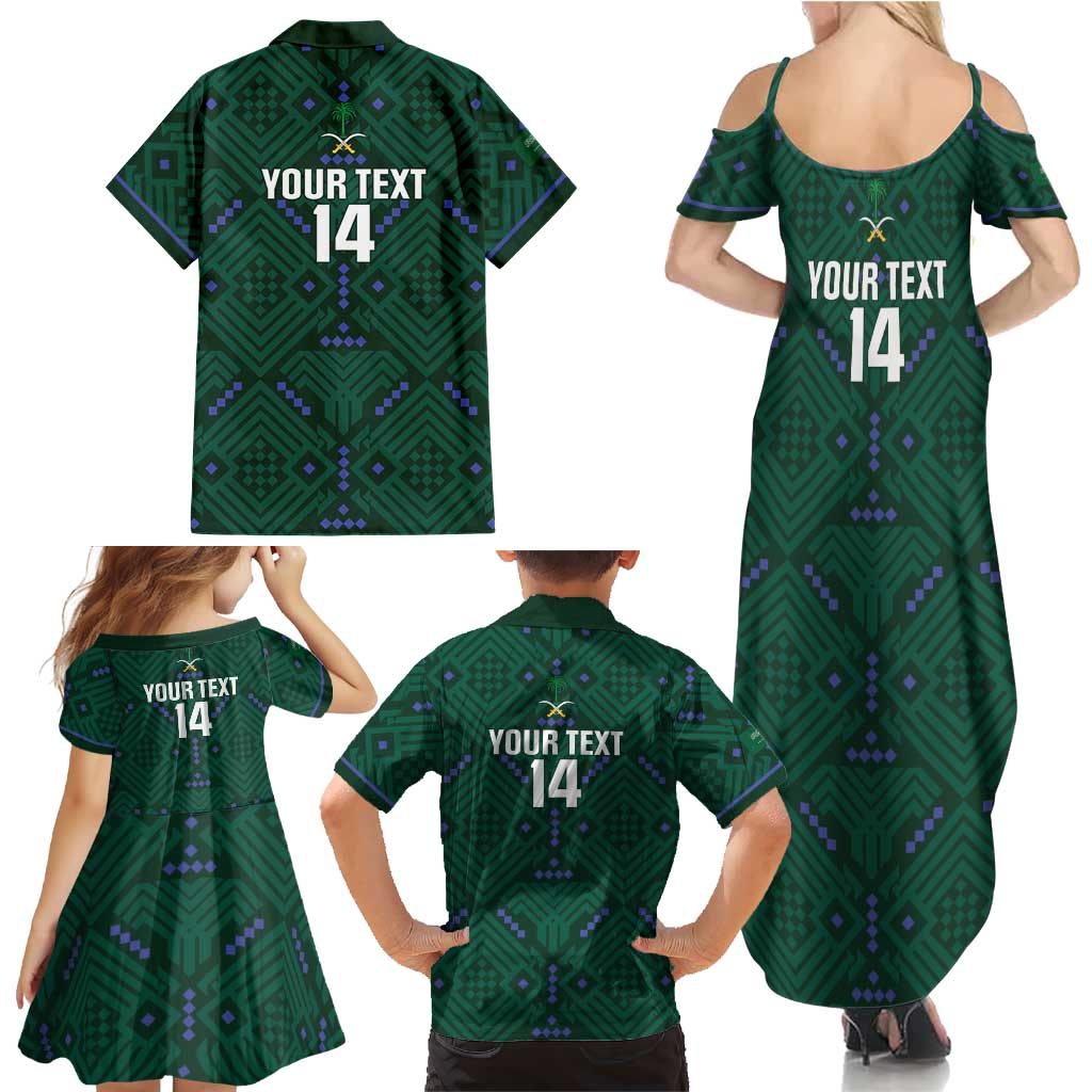 Custom Saudi Arabia Football Family Matching Summer Maxi Dress and Hawaiian Shirt 2026 Arabian Falcons Sporty Version - Wonder Print Shop