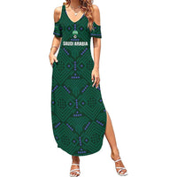 Custom Saudi Arabia Football Family Matching Summer Maxi Dress and Hawaiian Shirt 2026 Arabian Falcons Sporty Version - Wonder Print Shop