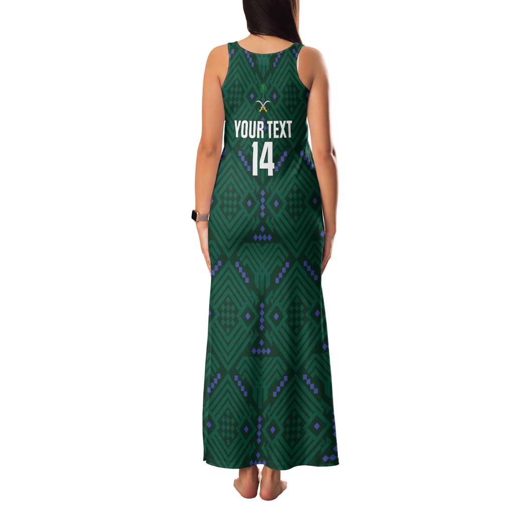 Custom Saudi Arabia Football Family Matching Tank Maxi Dress and Hawaiian Shirt 2026 Arabian Falcons Sporty Version - Wonder Print Shop