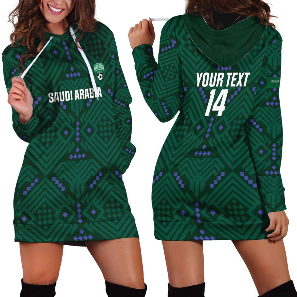 Custom Saudi Arabia Football Hoodie Dress 2026 Arabian Falcons Sporty Version - Wonder Print Shop