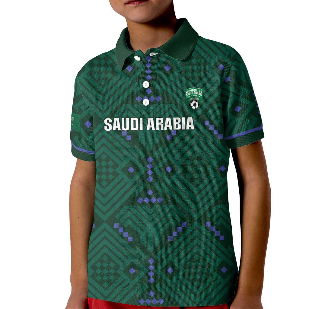 Custom Saudi Arabia Football Kid Polo Shirt 2026 Arabian Falcons Sporty Version - Wonder Print Shop
