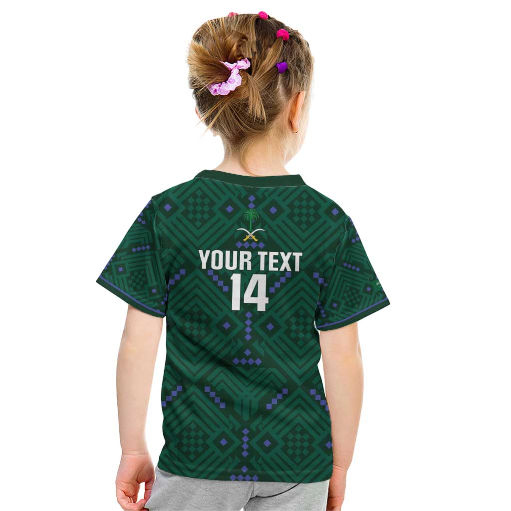 Custom Saudi Arabia Football Kid T Shirt 2026 Arabian Falcons Sporty Version - Wonder Print Shop