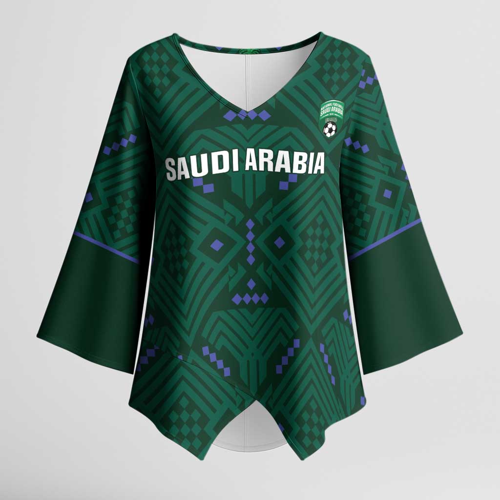 Custom Saudi Arabia Football Kimono Sleeve Blouse 2026 Arabian Falcons Sporty Version - Wonder Print Shop
