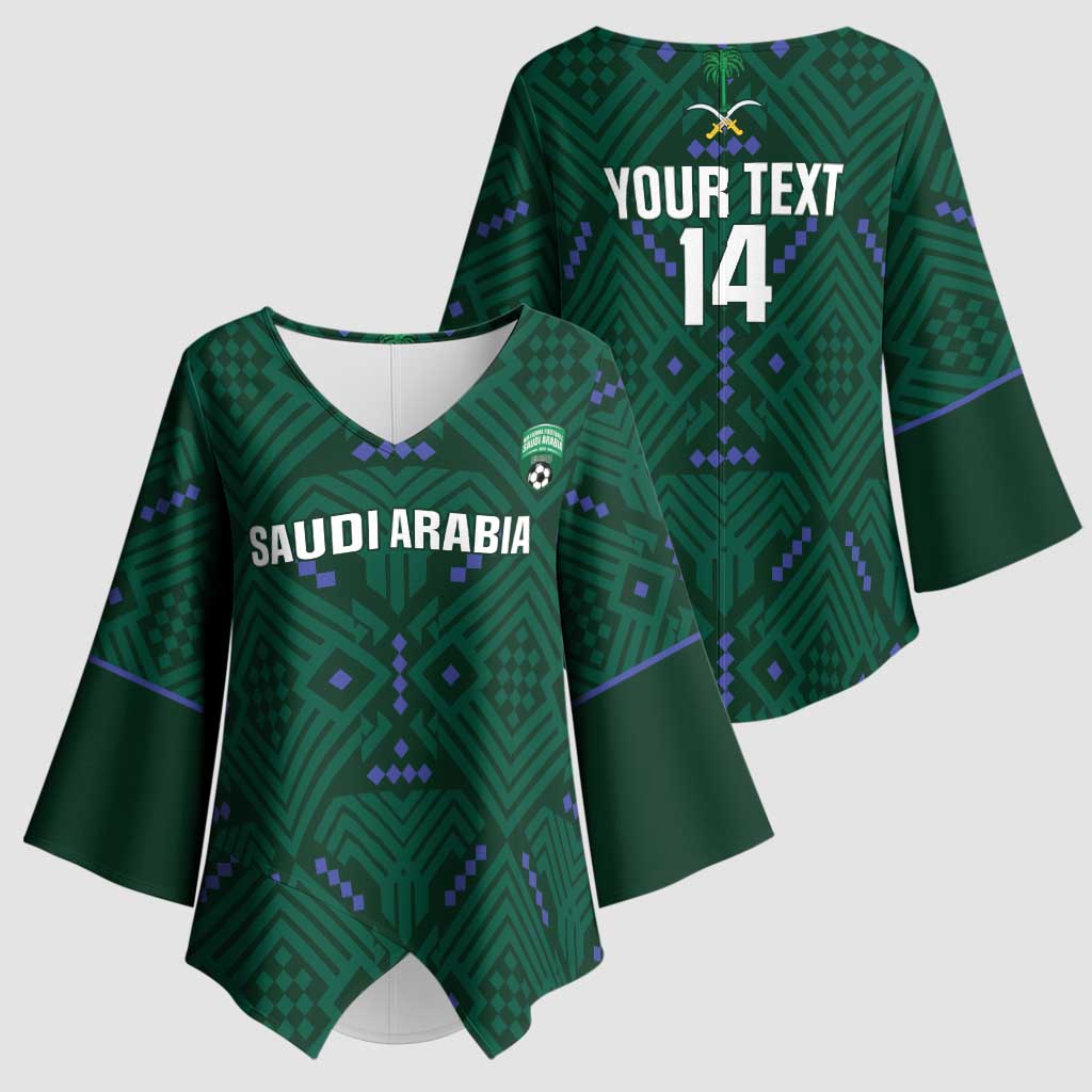 Custom Saudi Arabia Football Kimono Sleeve Blouse 2026 Arabian Falcons Sporty Version - Wonder Print Shop