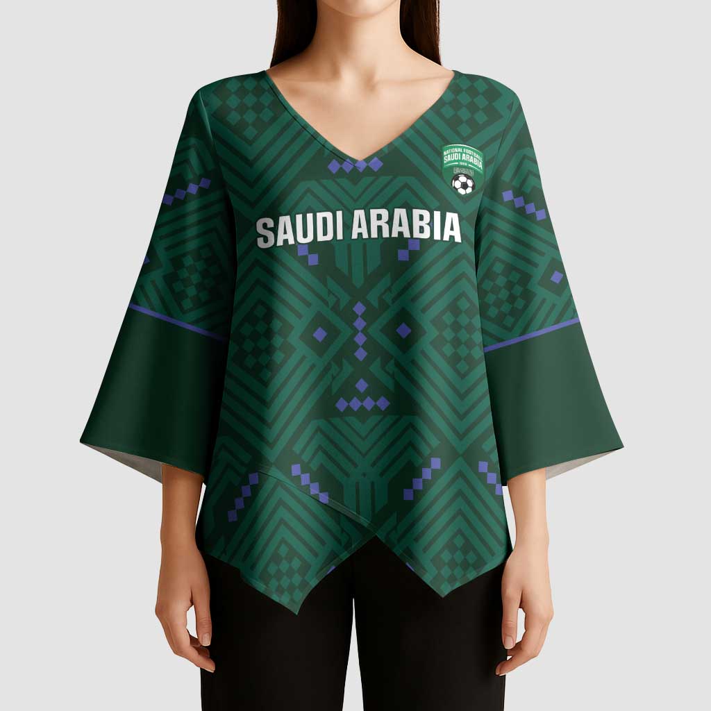 Custom Saudi Arabia Football Kimono Sleeve Blouse 2026 Arabian Falcons Sporty Version - Wonder Print Shop