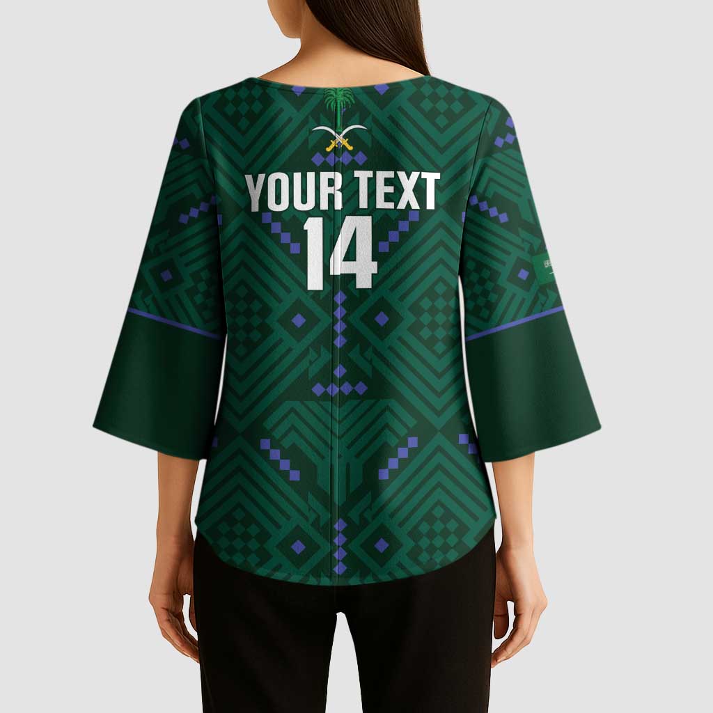 Custom Saudi Arabia Football Kimono Sleeve Blouse 2026 Arabian Falcons Sporty Version - Wonder Print Shop