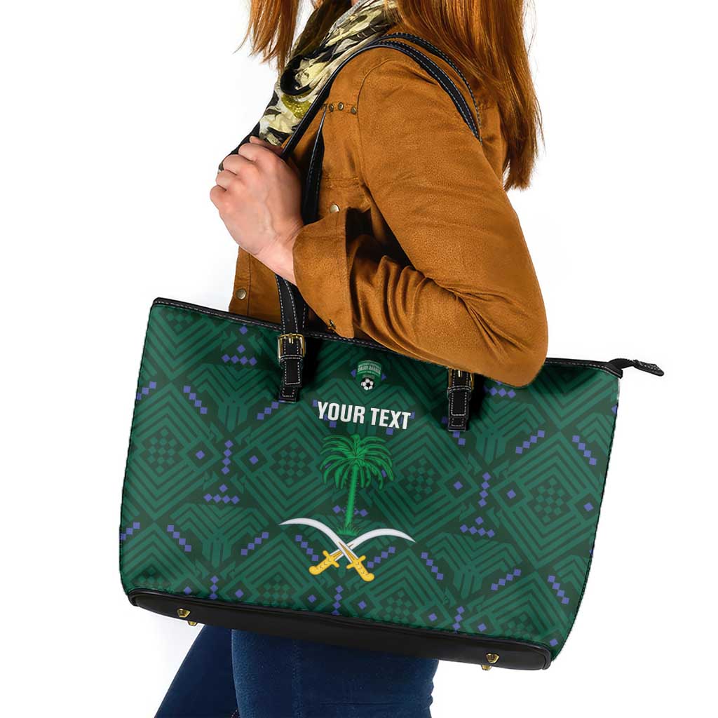 Custom Saudi Arabia Football Leather Tote Bag 2026 Arabian Falcons Sporty Version - Wonder Print Shop
