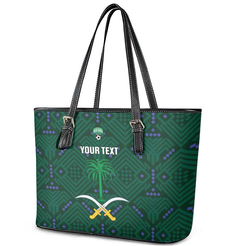 Custom Saudi Arabia Football Leather Tote Bag 2026 Arabian Falcons Sporty Version - Wonder Print Shop