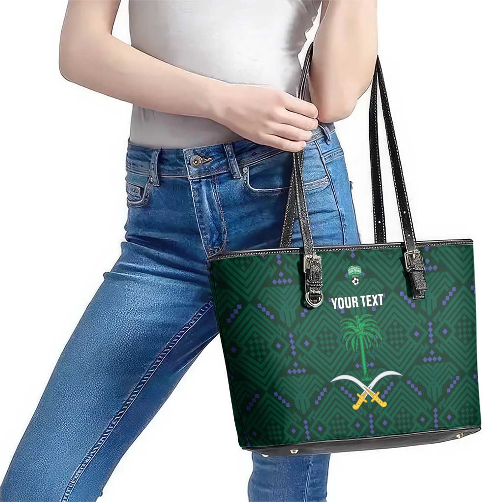 Custom Saudi Arabia Football Leather Tote Bag 2026 Arabian Falcons Sporty Version - Wonder Print Shop