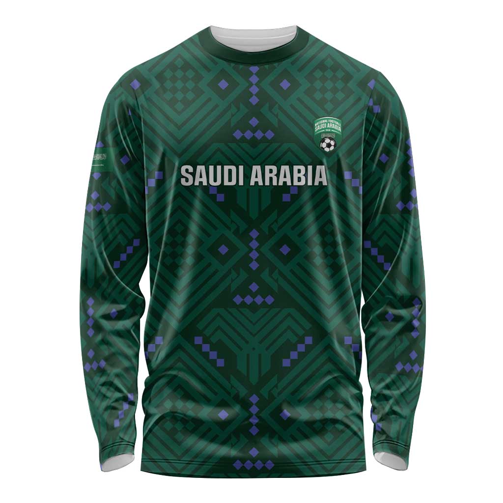 Custom Saudi Arabia Football Long Sleeve Shirt 2026 Arabian Falcons Sporty Version - Wonder Print Shop