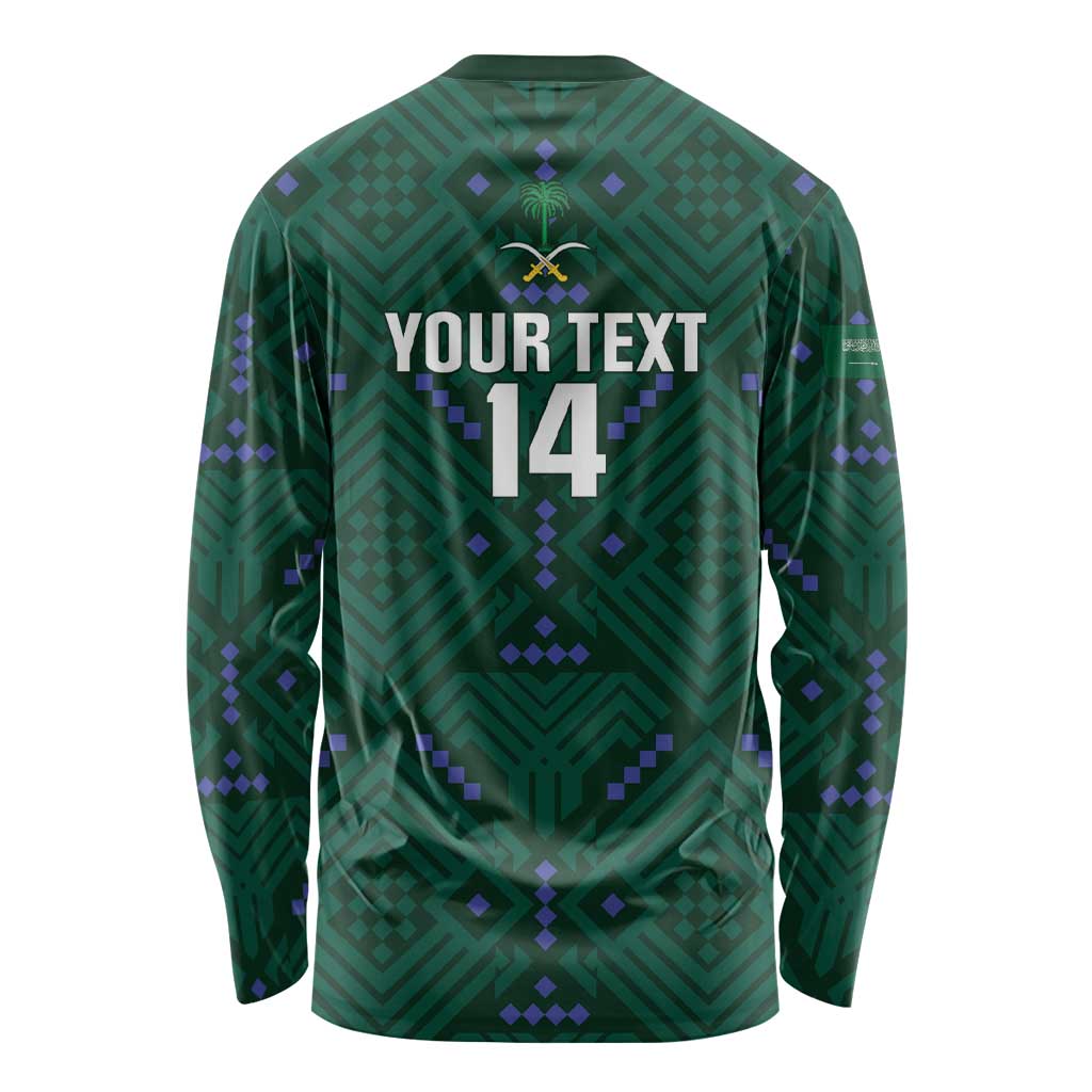 Custom Saudi Arabia Football Long Sleeve Shirt 2026 Arabian Falcons Sporty Version - Wonder Print Shop