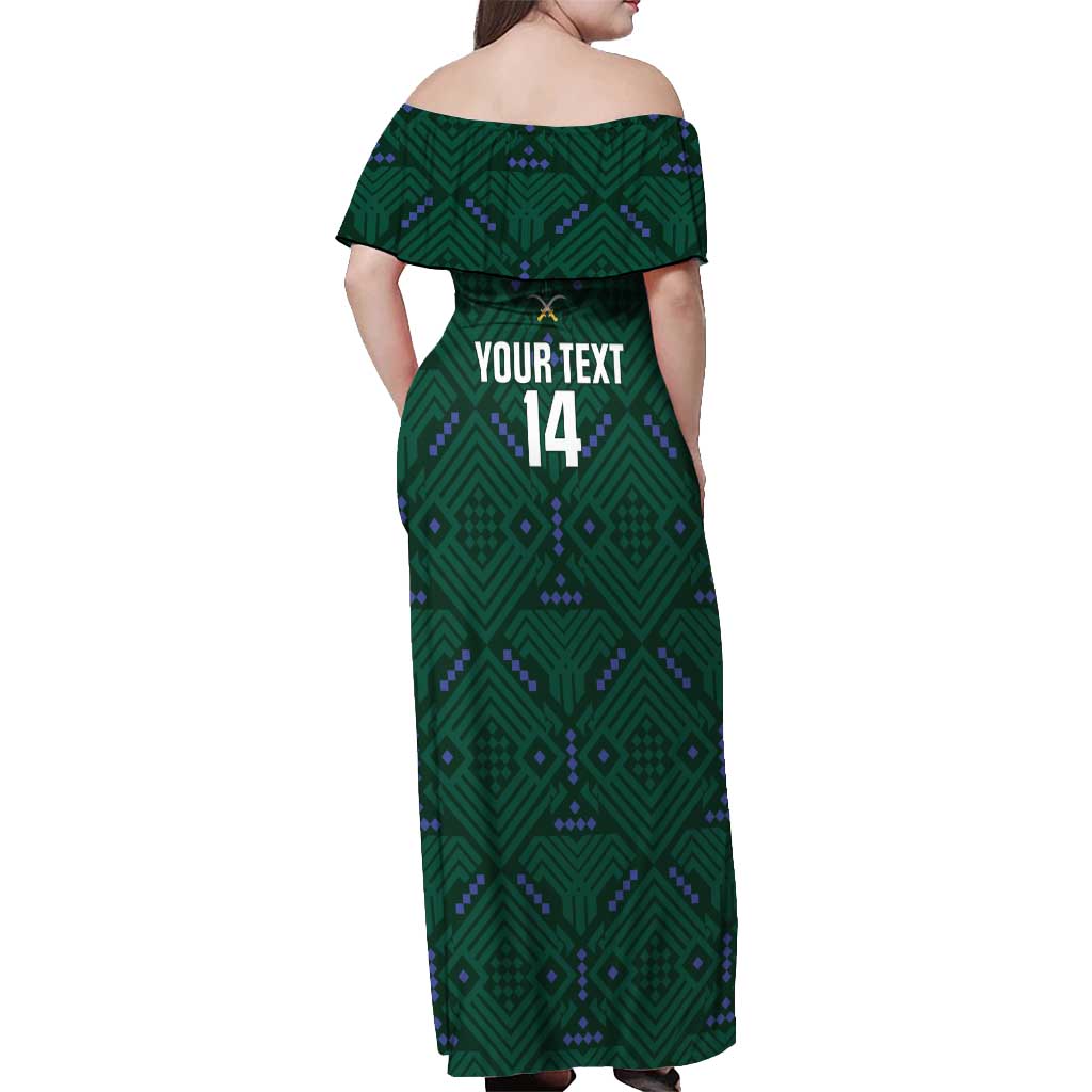 Custom Saudi Arabia Football Off Shoulder Maxi Dress 2026 Arabian Falcons Sporty Version - Wonder Print Shop