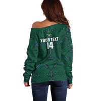 Custom Saudi Arabia Football Off Shoulder Sweater 2026 Arabian Falcons Sporty Version - Wonder Print Shop