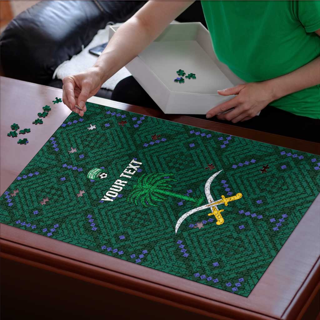 Custom Saudi Arabia Football Puzzle 2026 Arabian Falcons Sporty Version - Wonder Print Shop