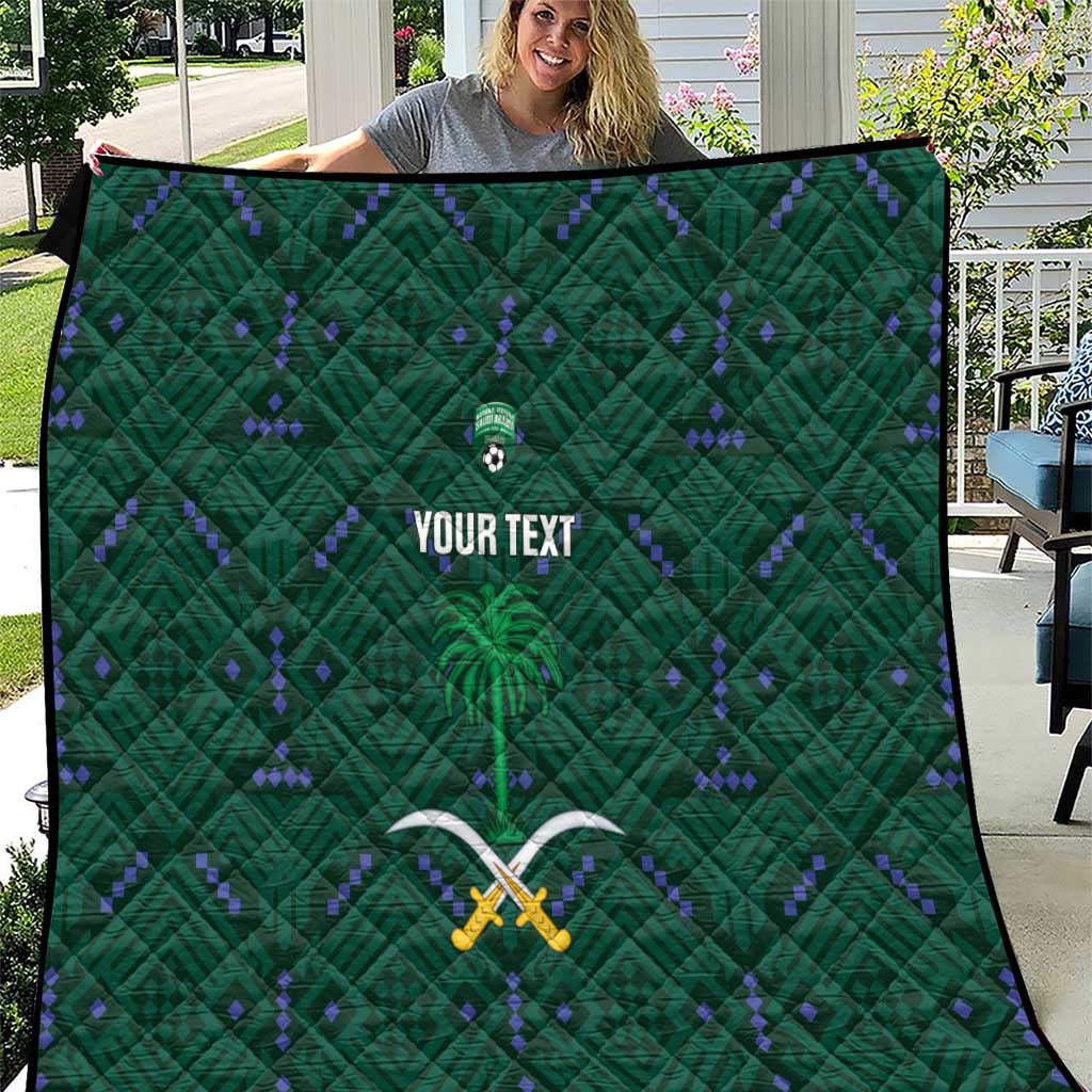 Custom Saudi Arabia Football Quilt 2026 Arabian Falcons Sporty Version - Wonder Print Shop