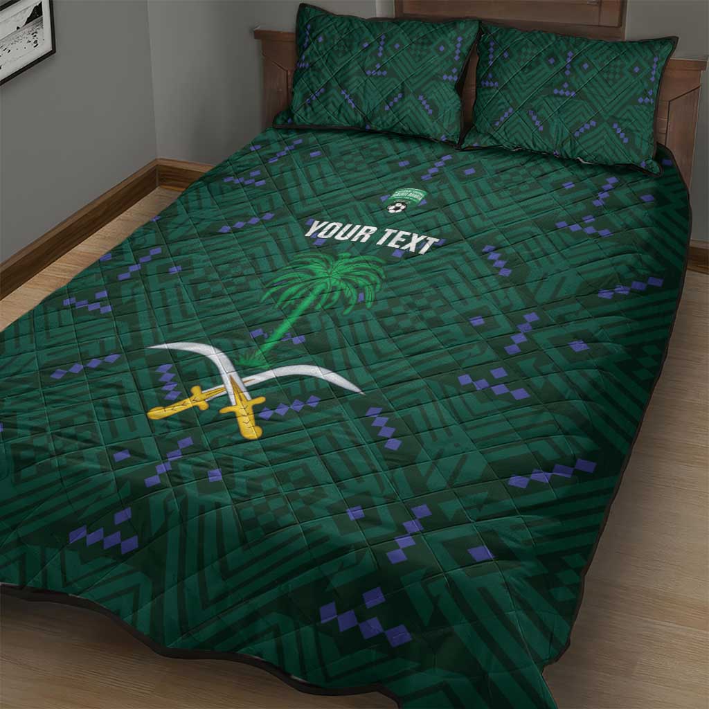 Custom Saudi Arabia Football Quilt Bed Set 2026 Arabian Falcons Sporty Version - Wonder Print Shop