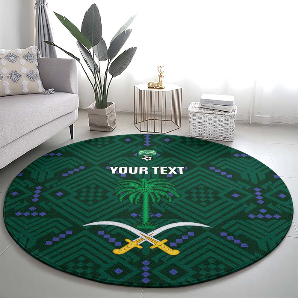 Custom Saudi Arabia Football Round Carpet 2026 Arabian Falcons Sporty Version - Wonder Print Shop