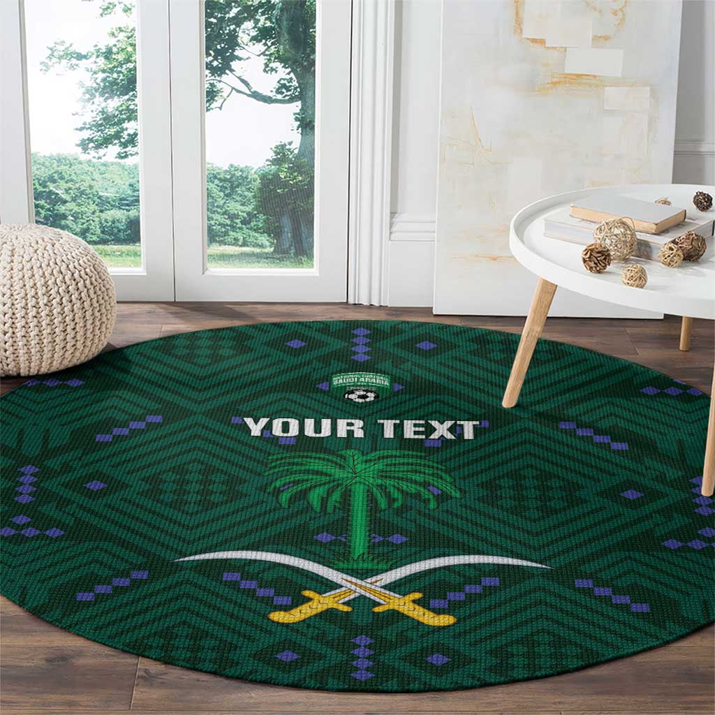 Custom Saudi Arabia Football Round Carpet 2026 Arabian Falcons Sporty Version - Wonder Print Shop