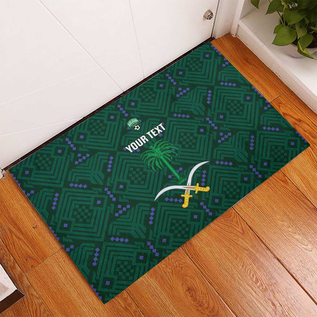 Custom Saudi Arabia Football Rubber Doormat 2026 Arabian Falcons Sporty Version - Wonder Print Shop