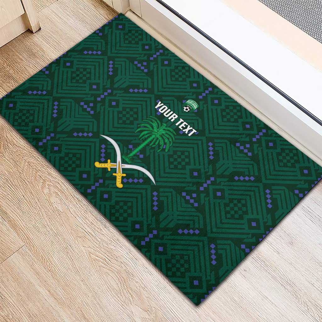 Custom Saudi Arabia Football Rubber Doormat 2026 Arabian Falcons Sporty Version - Wonder Print Shop