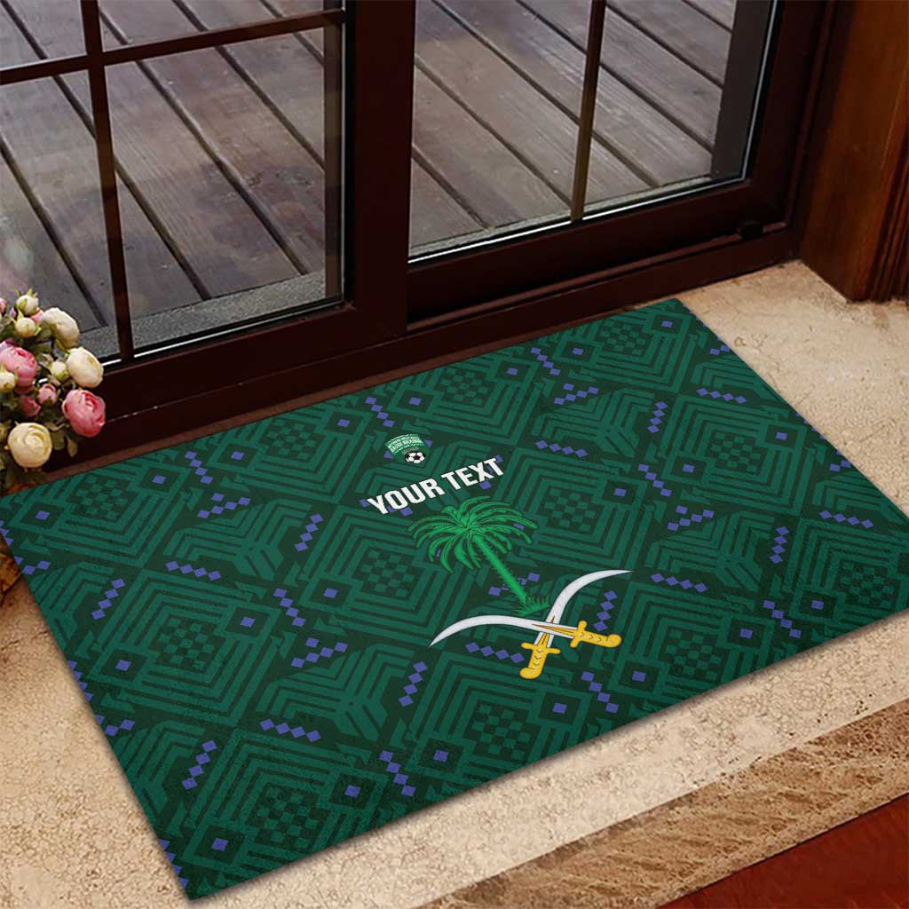 Custom Saudi Arabia Football Rubber Doormat 2026 Arabian Falcons Sporty Version - Wonder Print Shop