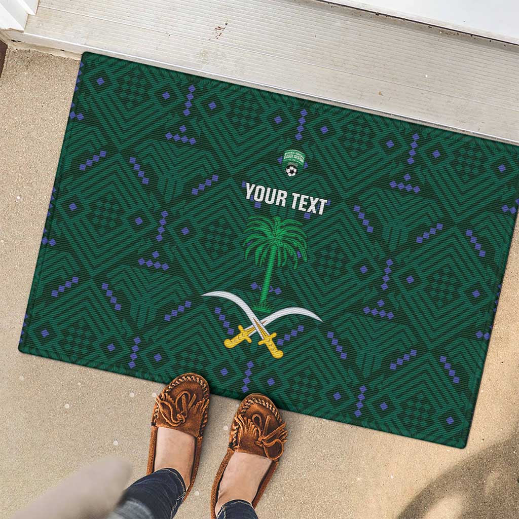 Custom Saudi Arabia Football Rubber Doormat 2026 Arabian Falcons Sporty Version - Wonder Print Shop
