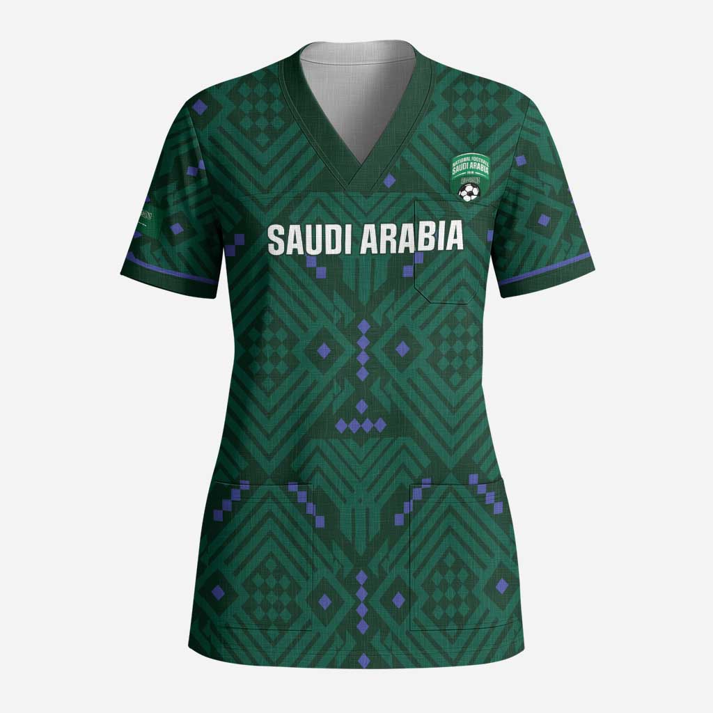 Custom Saudi Arabia Football Scrub Top 2026 Arabian Falcons Sporty Version - Wonder Print Shop