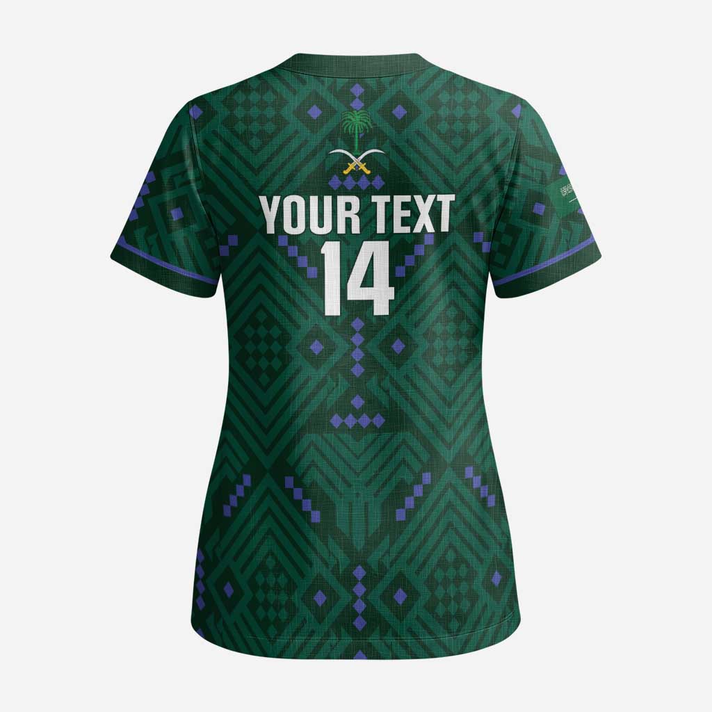 Custom Saudi Arabia Football Scrub Top 2026 Arabian Falcons Sporty Version - Wonder Print Shop