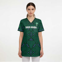Custom Saudi Arabia Football Scrub Top 2026 Arabian Falcons Sporty Version - Wonder Print Shop