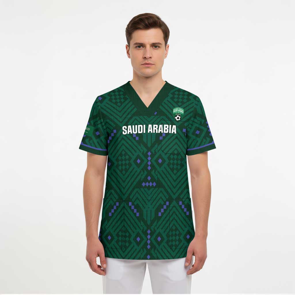 Custom Saudi Arabia Football Scrub Top 2026 Arabian Falcons Sporty Version - Wonder Print Shop