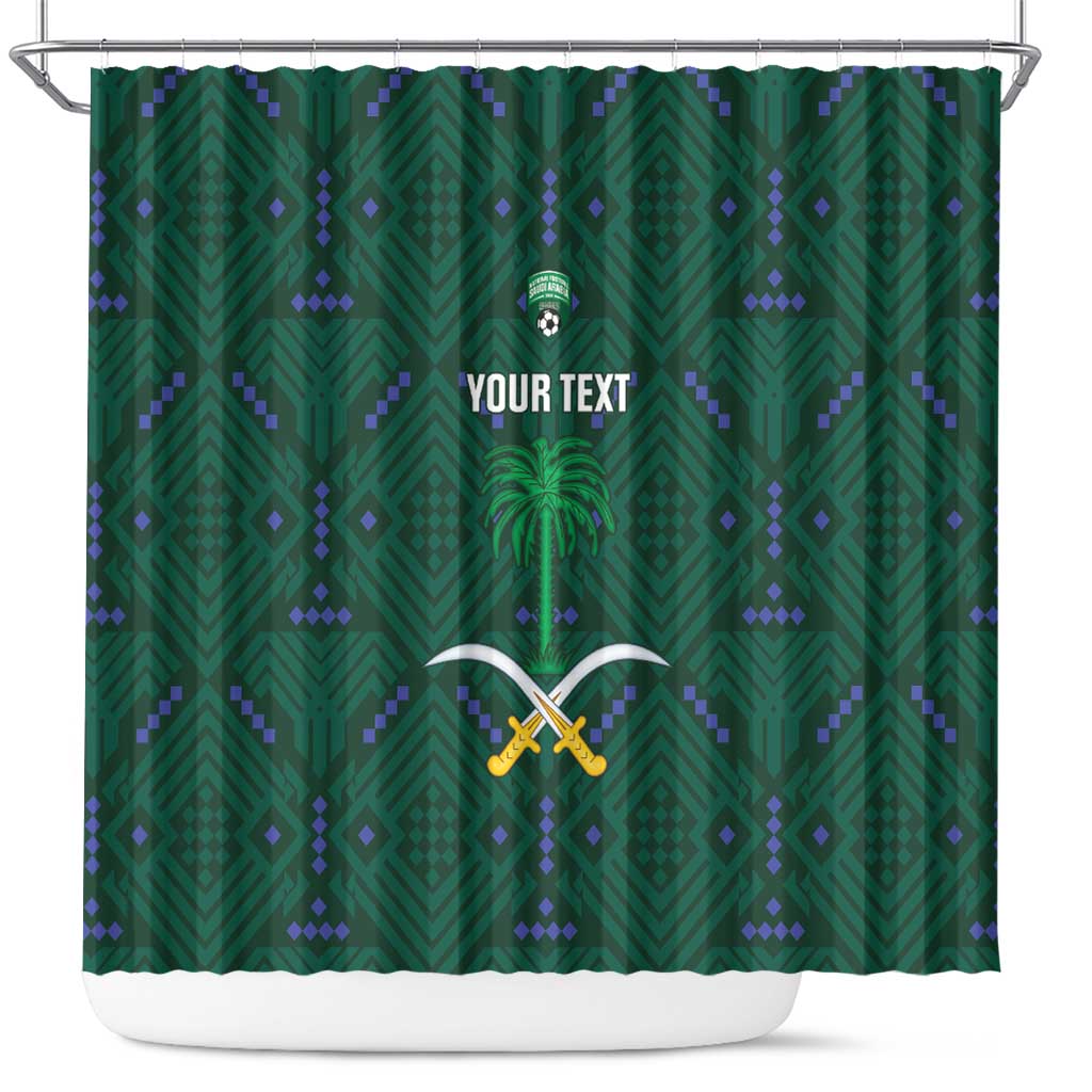 Custom Saudi Arabia Football Shower Curtain 2026 Arabian Falcons Sporty Version - Wonder Print Shop