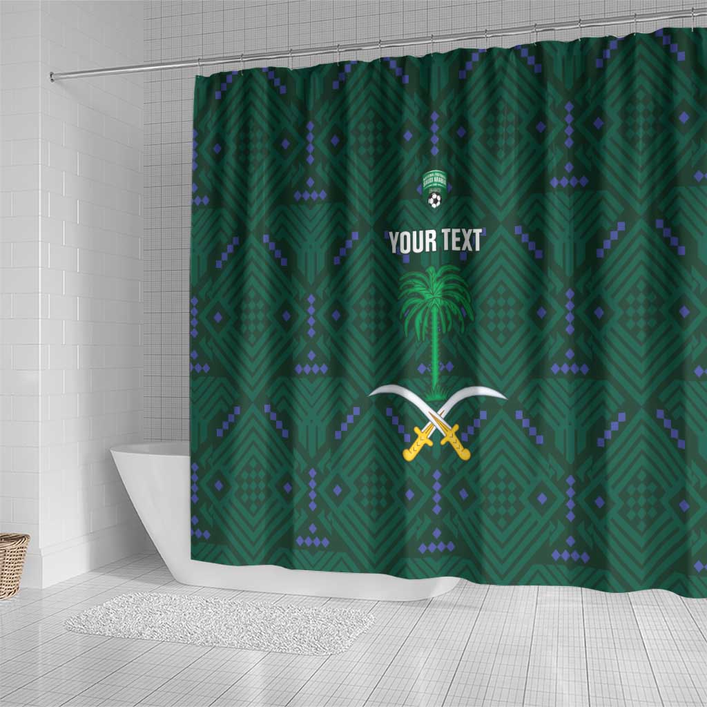 Custom Saudi Arabia Football Shower Curtain 2026 Arabian Falcons Sporty Version - Wonder Print Shop