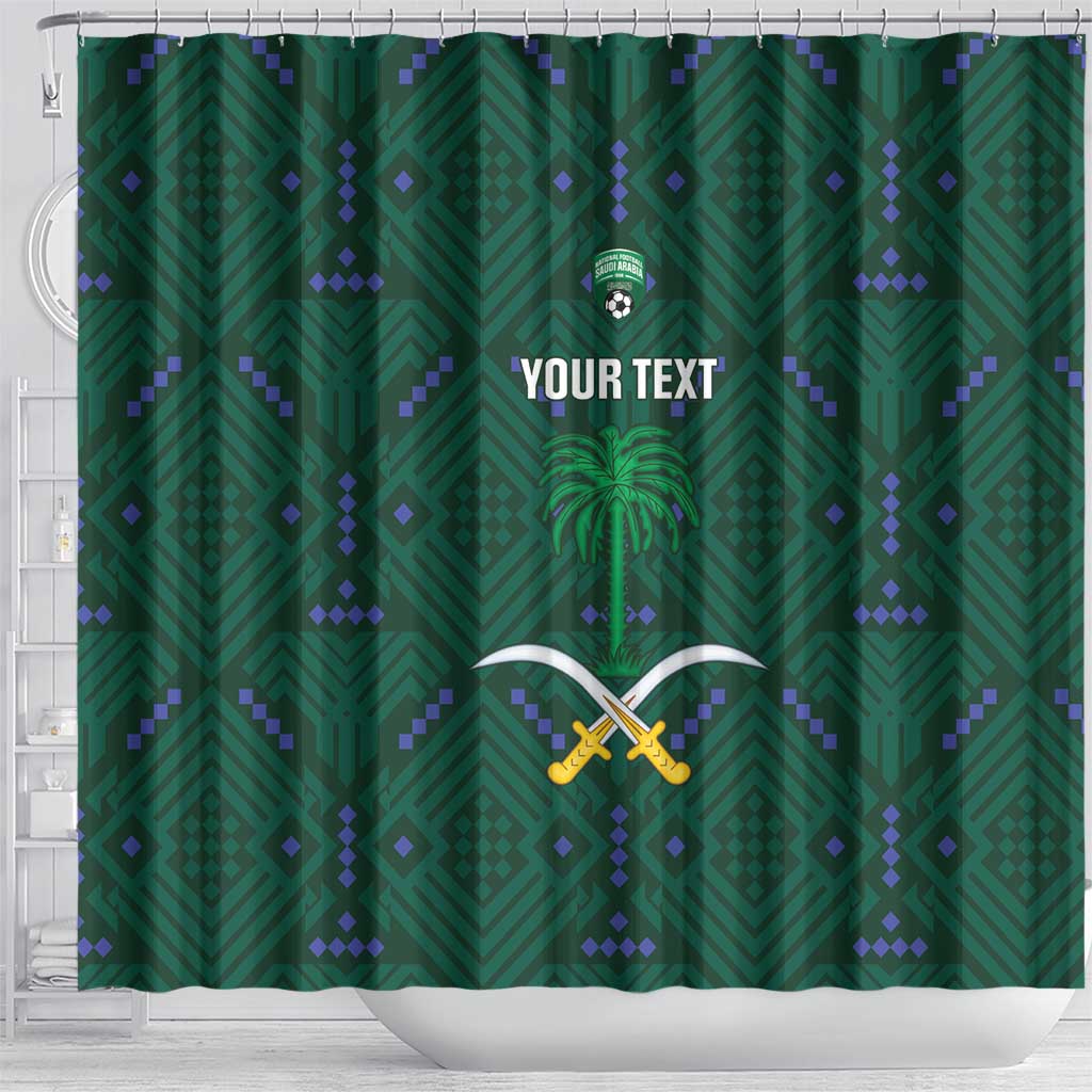Custom Saudi Arabia Football Shower Curtain 2026 Arabian Falcons Sporty Version - Wonder Print Shop