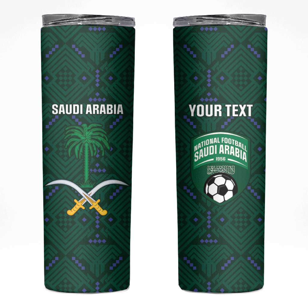 Custom Saudi Arabia Football Skinny Tumbler 2026 Arabian Falcons Sporty Version - Wonder Print Shop