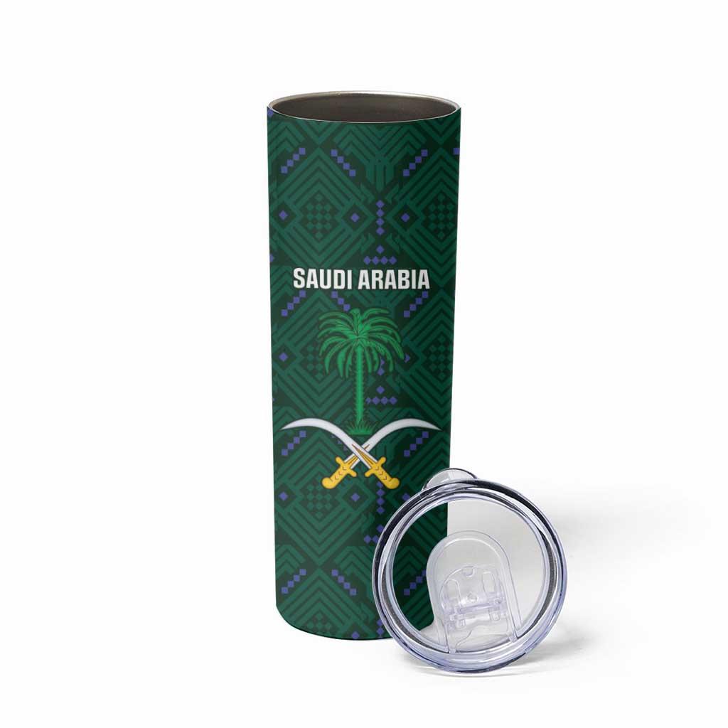 Custom Saudi Arabia Football Skinny Tumbler 2026 Arabian Falcons Sporty Version - Wonder Print Shop