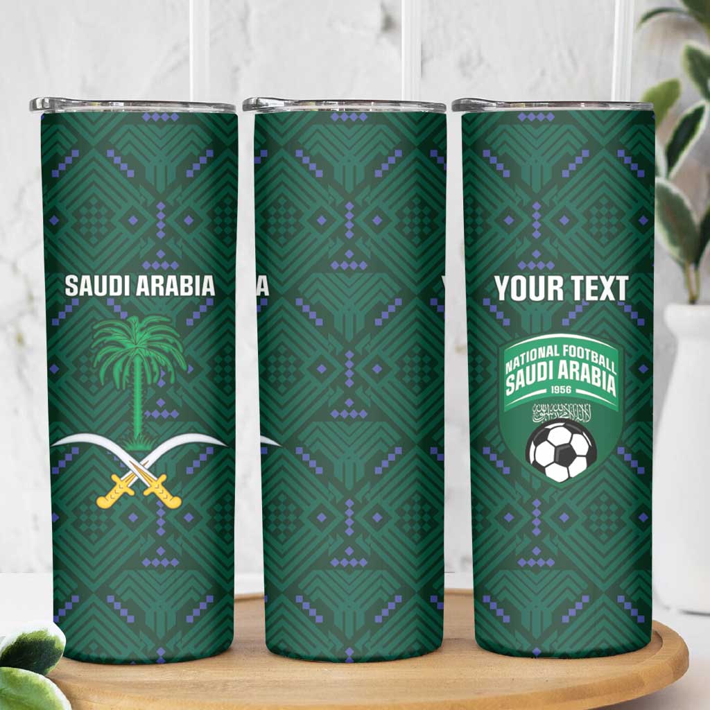 Custom Saudi Arabia Football Skinny Tumbler 2026 Arabian Falcons Sporty Version - Wonder Print Shop