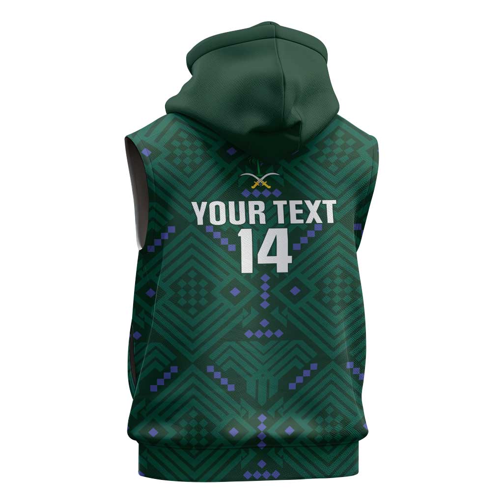 Custom Saudi Arabia Football Sleeveless Hoodie 2026 Arabian Falcons Sporty Version - Wonder Print Shop