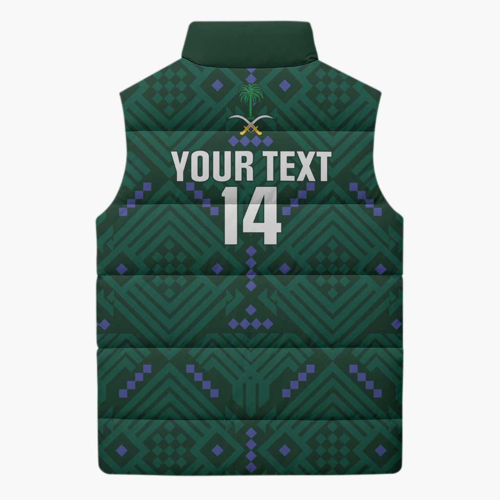 Custom Saudi Arabia Football Sleeveless Puffer Jacket 2026 Arabian Falcons Sporty Version - Wonder Print Shop