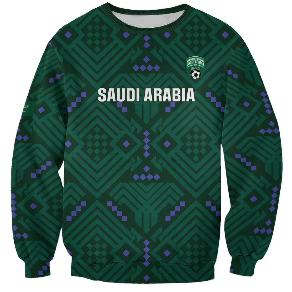 Custom Saudi Arabia Football Sweatshirt 2026 Arabian Falcons Sporty Version - Wonder Print Shop