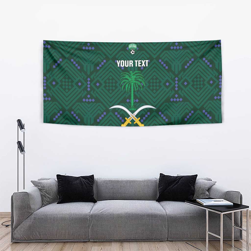 Custom Saudi Arabia Football Tapestry 2026 Arabian Falcons Sporty Version - Wonder Print Shop