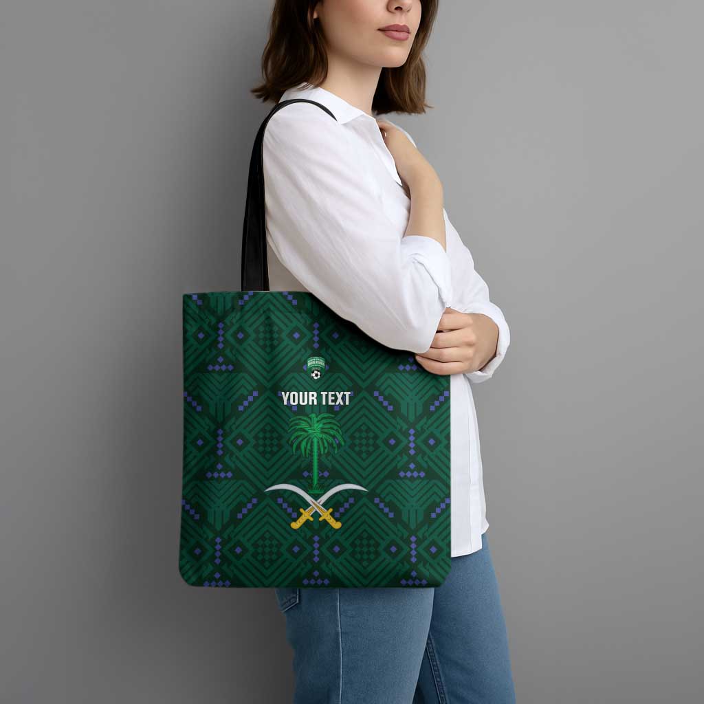 Custom Saudi Arabia Football Tote Bag 2026 Arabian Falcons Sporty Version - Wonder Print Shop