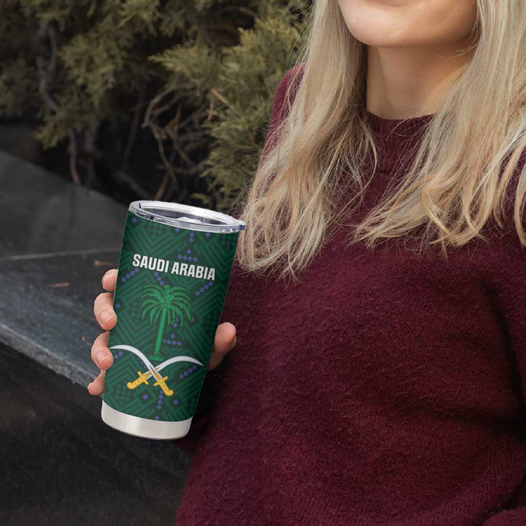 Custom Saudi Arabia Football Tumbler Cup 2026 Arabian Falcons Sporty Version - Wonder Print Shop