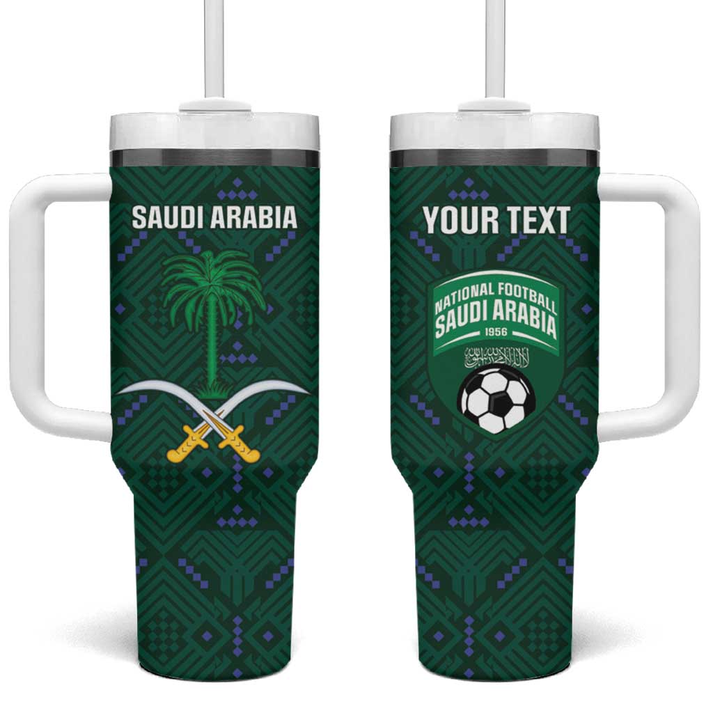 Custom Saudi Arabia Football Tumbler With Handle 2026 Arabian Falcons Sporty Version - Wonder Print Shop
