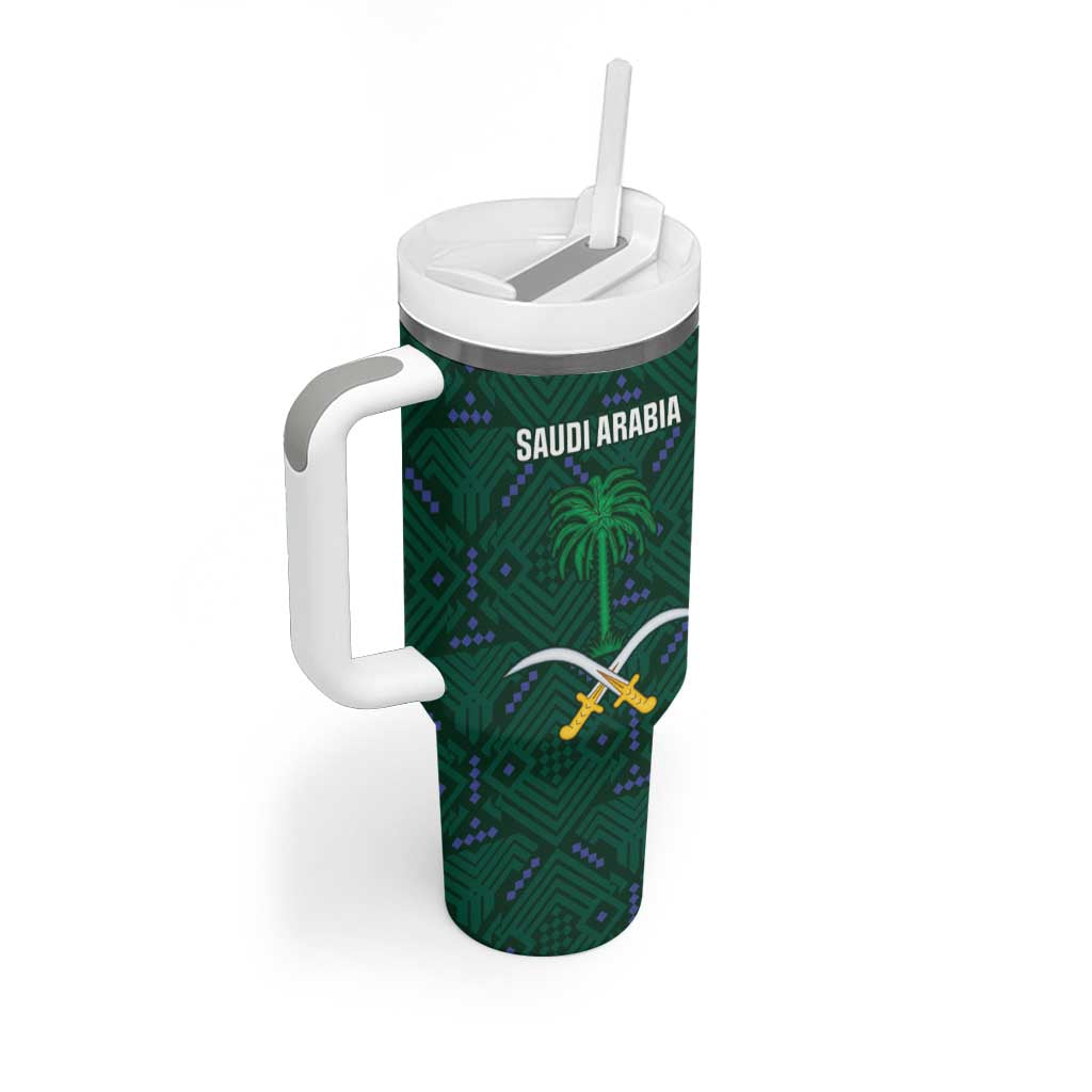 Custom Saudi Arabia Football Tumbler With Handle 2026 Arabian Falcons Sporty Version - Wonder Print Shop